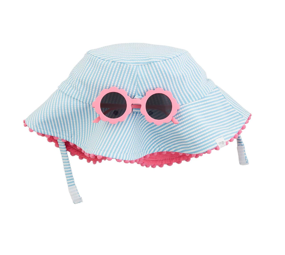 SEERSUCKER HAT & SUNGLASSES SET