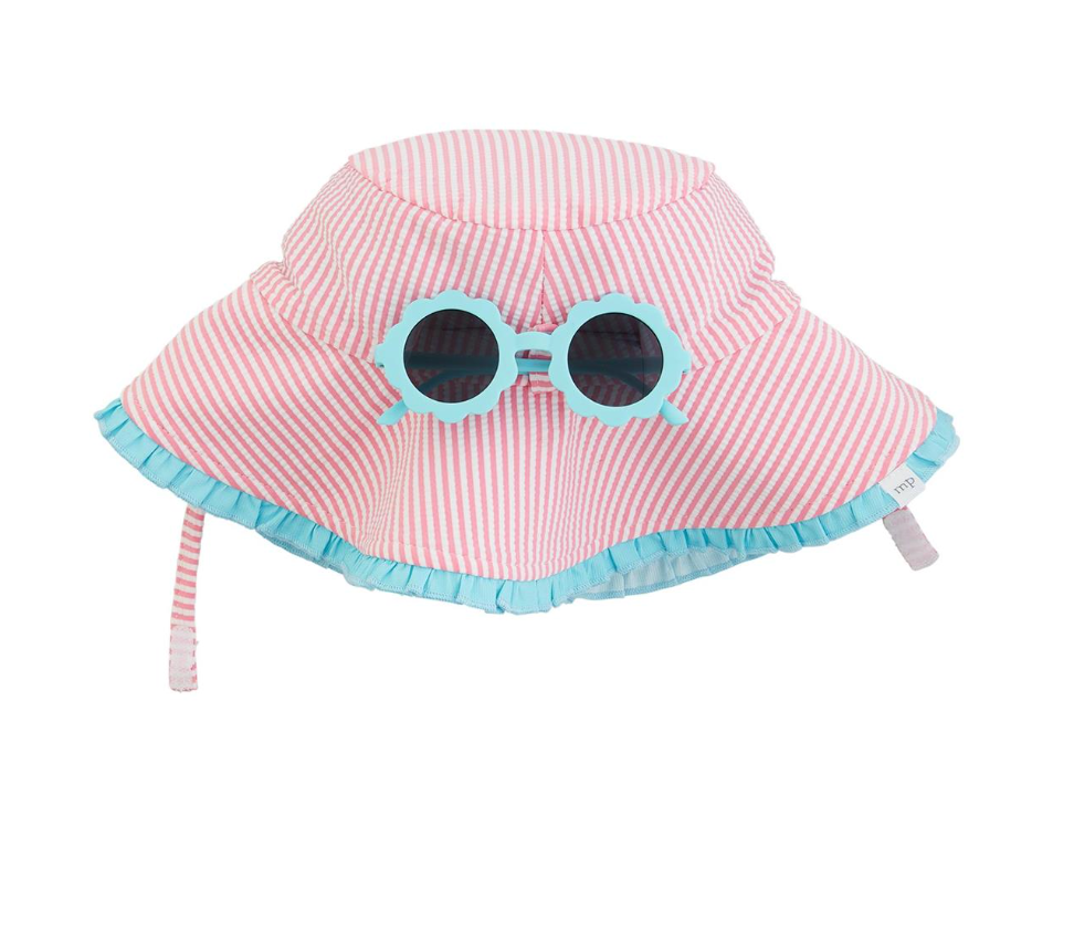 SEERSUCKER HAT & SUNGLASSES SET