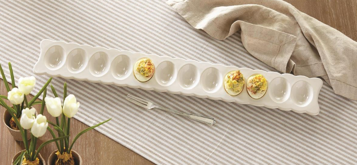 LONG DEVILED EGG TRAY & FORK SET