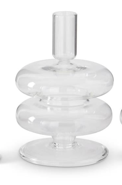 CLEAR MODERN TAPER CANDLEHOLDERS