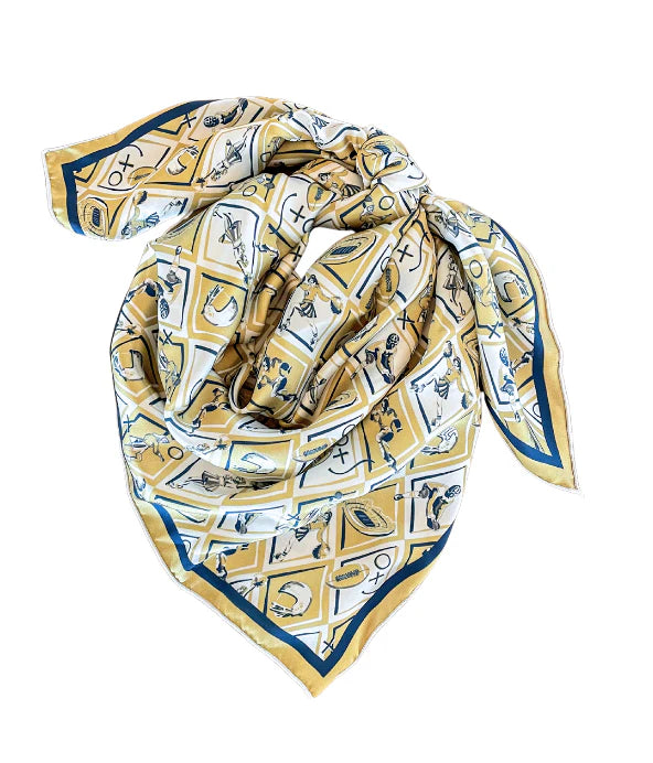 NAVY & GOLD CHECKER BOARD GAME DAY SCARF