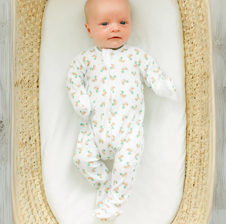 MINI MALLARD PRINTED ZIPPER FOOTIE