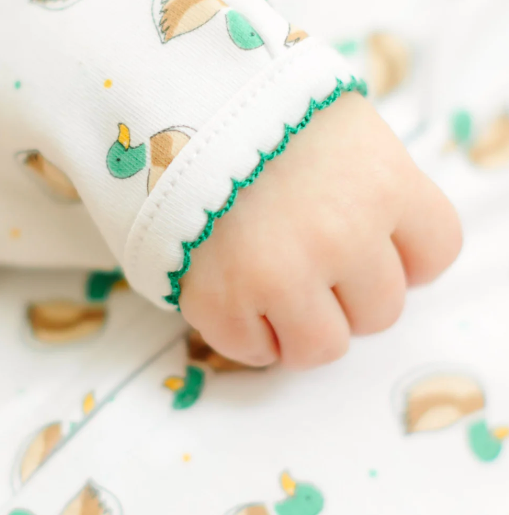 MINI MALLARD PRINTED ZIPPER FOOTIE