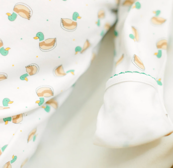 MINI MALLARD PRINTED ZIPPER FOOTIE