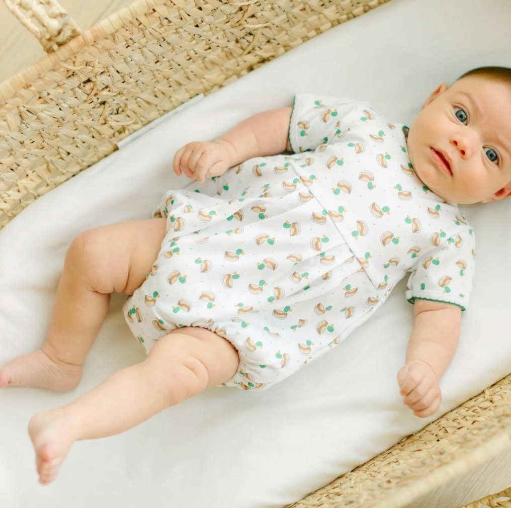 Mini Mallard Print Baby Bubble Romper – Classic Mallard Duck Outfit for Boys or Girls