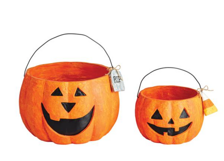 JACK-O-LANTERN PAPER MACHE TREAT BUCKET
