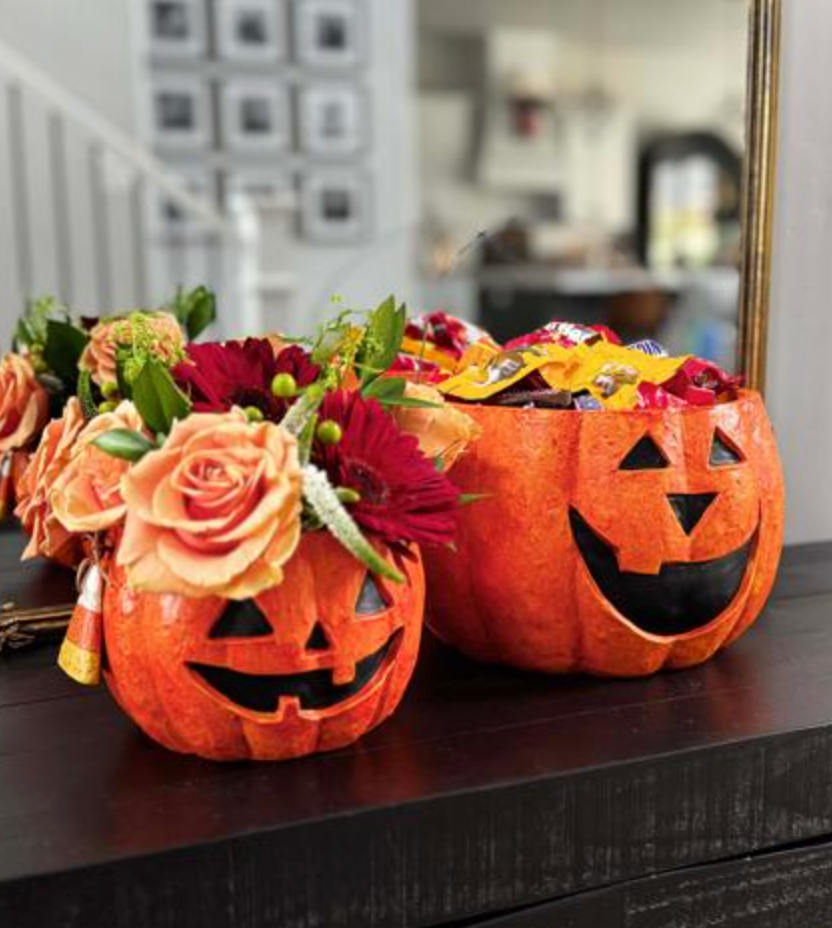 JACK-O-LANTERN PAPER MACHE TREAT BUCKET