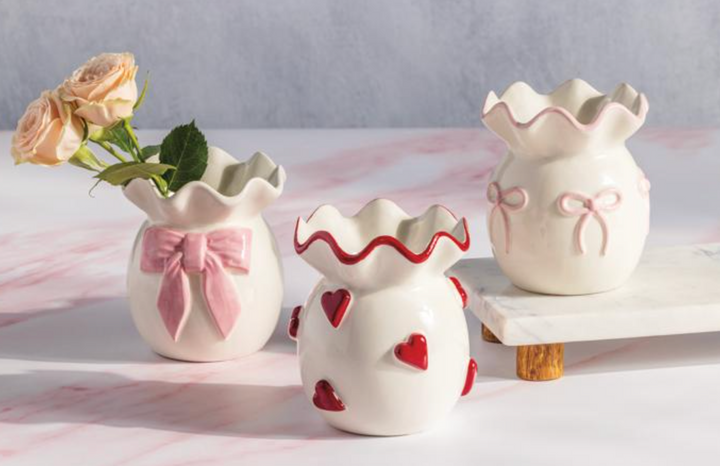 Heart Ruffle Bud Vase – Elegant Glass Vase with Heart Accent for Home Décor | Walker Boutique