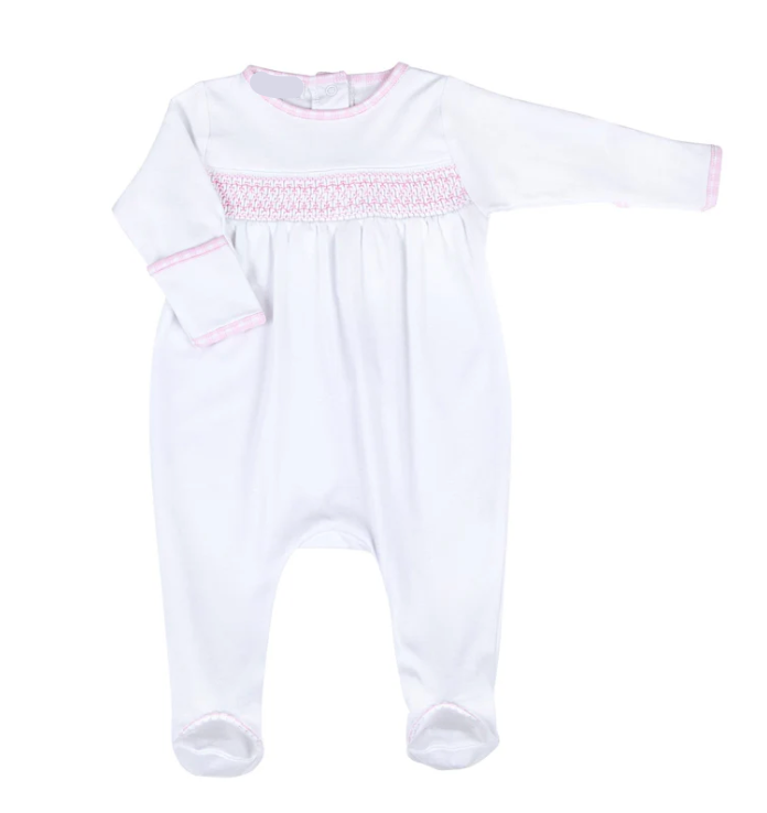 New Beginnings Pink Smocked Footie – Classic Baby Girl One-Piece Sleepwear