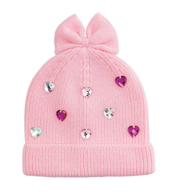 Girls Rhinestone Beanie Hats – Stylish Winter Knit Hats with Sparkle & Bow Detail | Walker Boutique