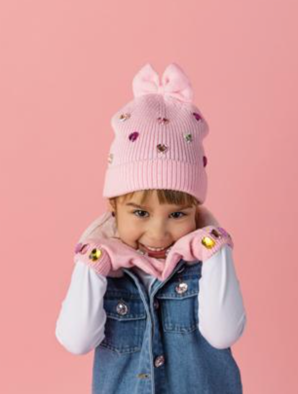 Girls Rhinestone Beanie Hats – Stylish Winter Knit Hats with Sparkle Detail | Walker Boutique