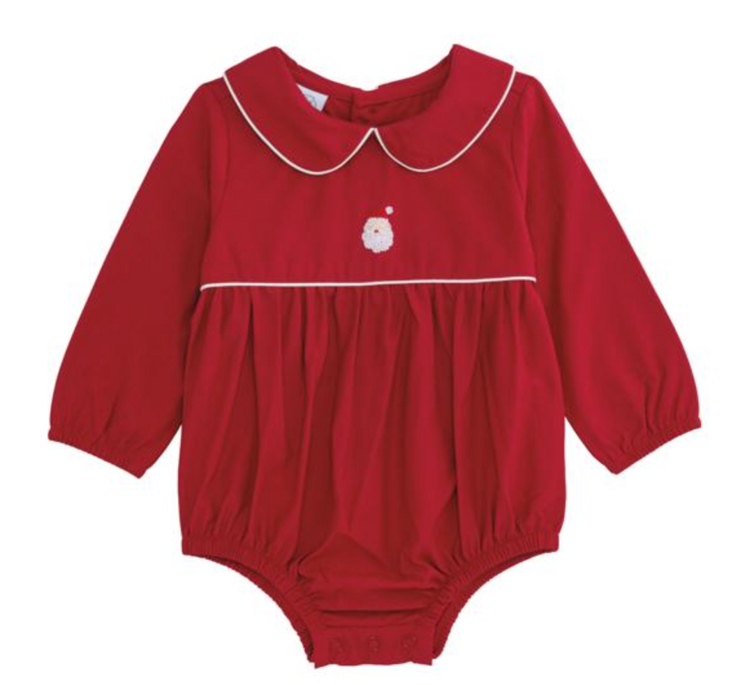 Santa Embroidered Red Bubble – Baby Christmas Outfit with Santa Design | Walker Boutique