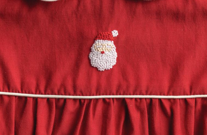 Santa Embroidered Red Bubble – Baby Christmas Outfit with Santa Design | Walker Boutique