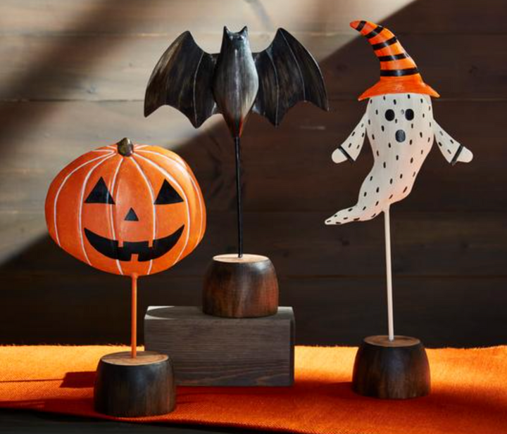 Halloween Tin Sitter – Festive Bat, Ghost, or Pumpkin Table Decoration | Walker Boutique