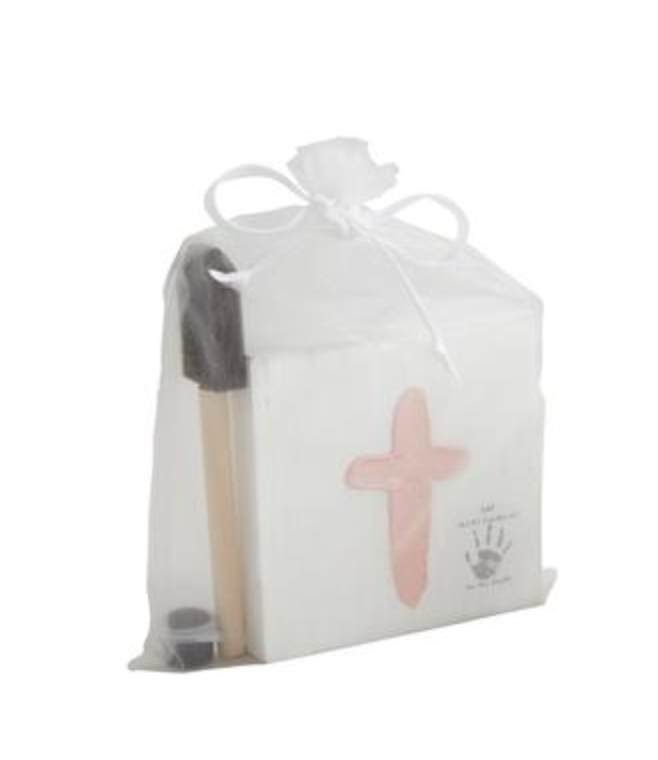 Pink Cross & Handprint Kit – Baby Keepsake Gift Set for Baptism or Christening | Walker Boutique