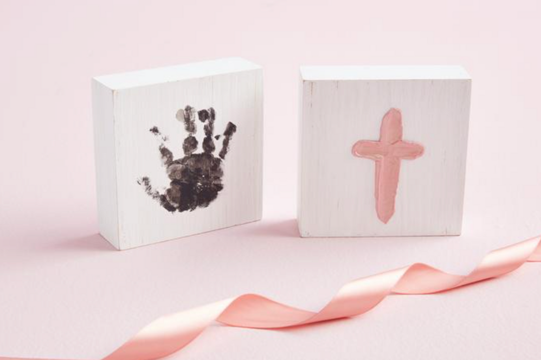 Pink Cross & Handprint Kit – Baby Keepsake Gift Set for Baptism or Christening | Walker Boutique