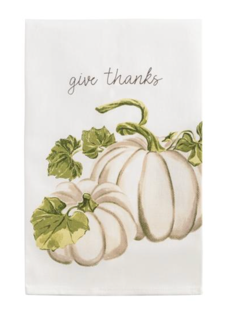 White Pumpkin Fall Towel – Festive Thanksgiving Kitchen or Guest Towel with Pumpkin Design | Walker Boutique