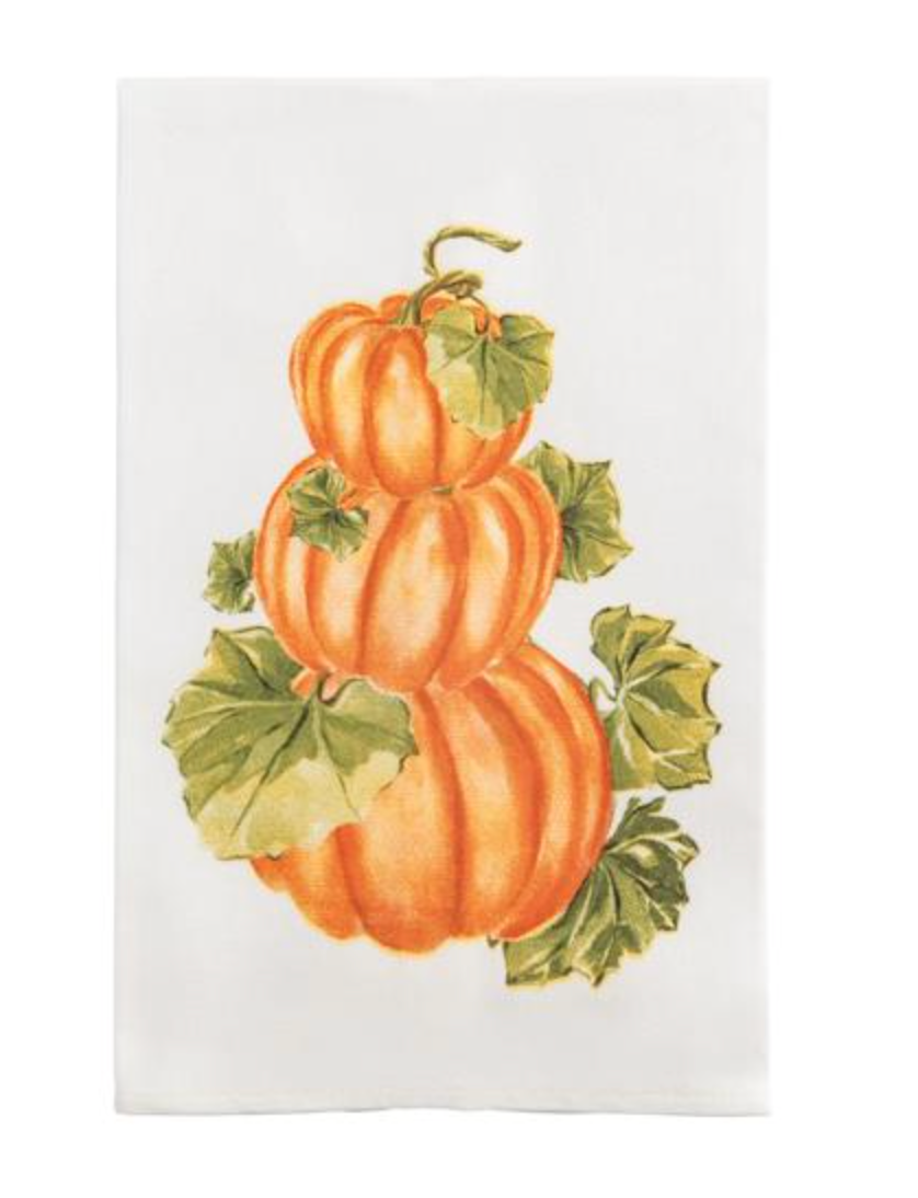 Stacked Pumpkin Fall Towel – Festive Thanksgiving Kitchen or Guest Towel with Pumpkin Design | Walker Boutique
