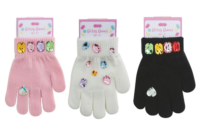 Girls Glitzy Cold Weather Gloves – Sparkly Winter Knit Gloves for Kids | Walker Boutique