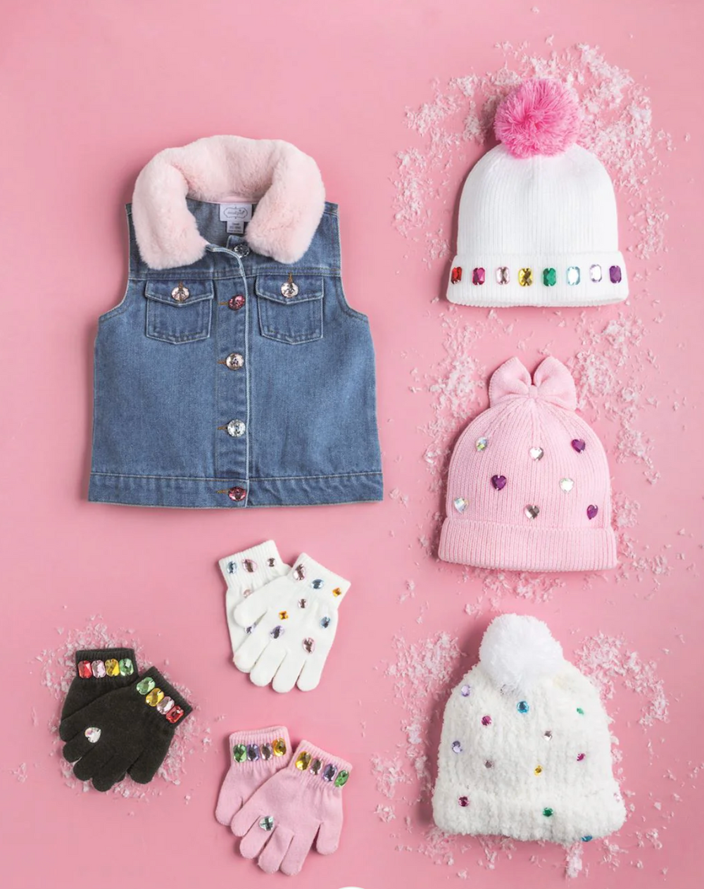 Girls Glitzy Cold Weather Gloves – Sparkly Winter Knit Gloves for Kids | Walker Boutique