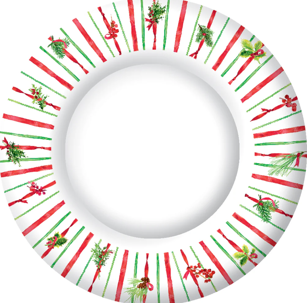 Ribbon Stripe Round Dinner Plates – Elegant Striped Tableware for Entertaining | Walker Boutique