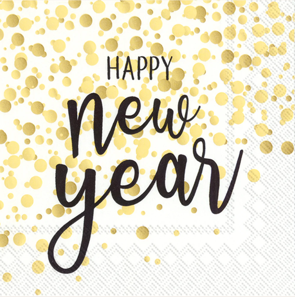 Confetti New Year Cocktail Napkin – Festive Party Napkins for New Year’s Eve | Walker Boutique