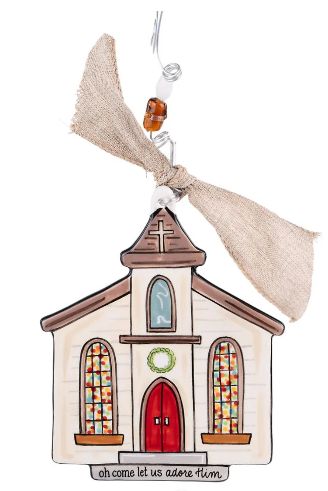 Let Us Adore Him Church Flat Ornament – Religious Christmas Tree Decoration | Walker Boutique