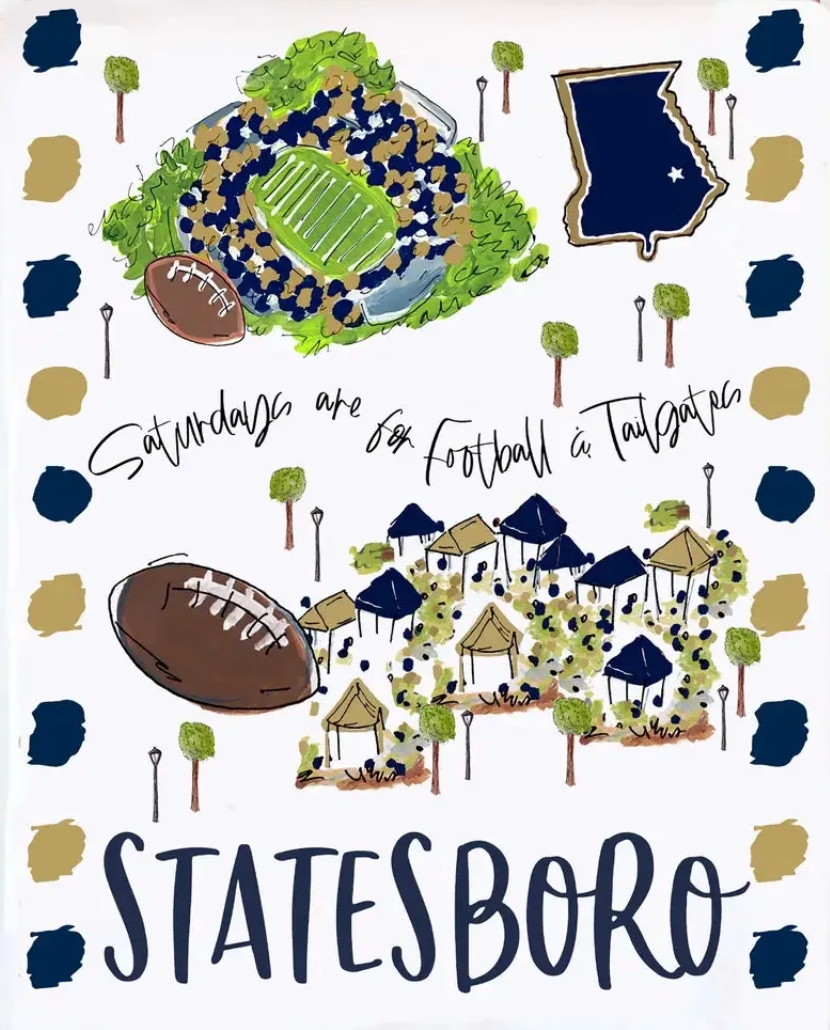 Statesboro, GA Football Tea Towel – Local Game Day Kitchen or Guest Towel with Football Design | Walker Boutique