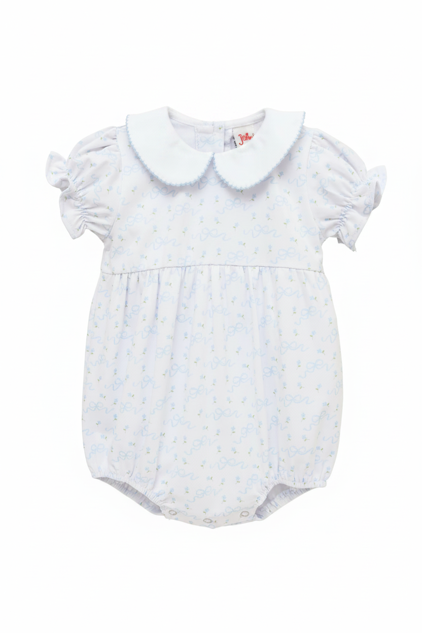 Baby romper with floral pattern on a white background