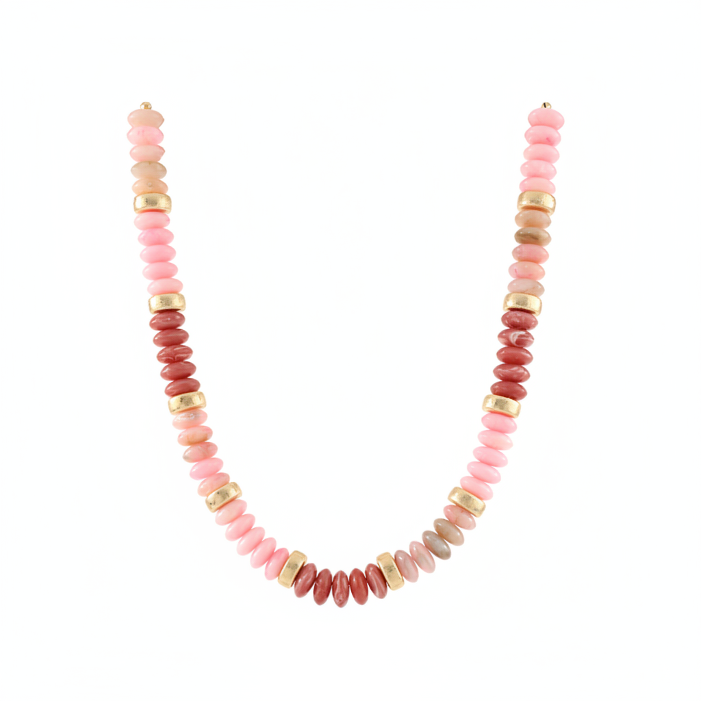 PINK & GOLD WIDE BEADED NECKLACE