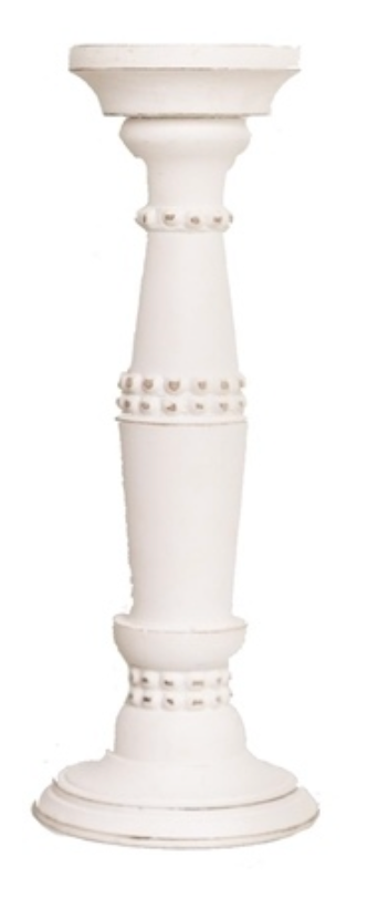 BEADED CANDLE STICK WHITE