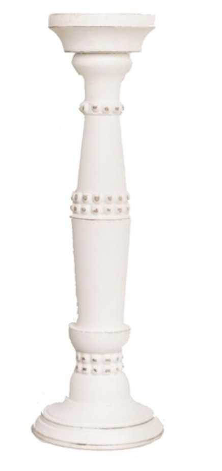 BEADED CANDLE STICK WHITE