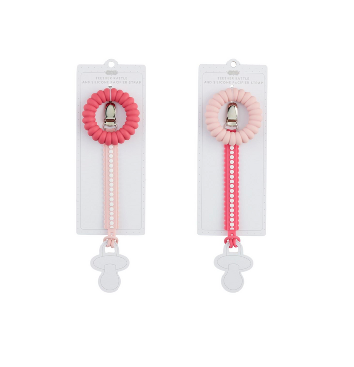 PINK PACY STRAP & RATTLE TEETHER SET