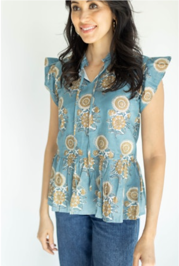 VICTORIA DUNN: LUNA BLOUSE | CERULEAN