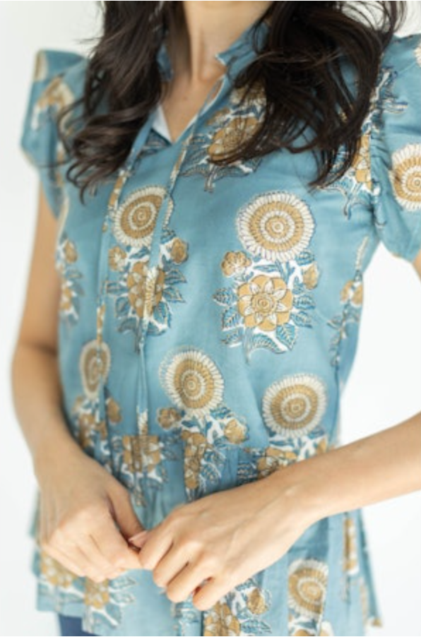 VICTORIA DUNN: LUNA BLOUSE | CERULEAN