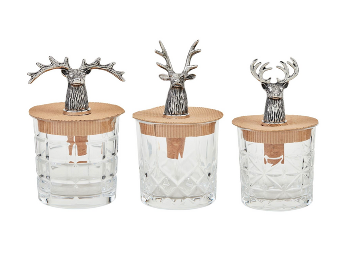 DEER DOUBLE OLD FASHIONED GLASS & BOTTLE STOPPER SET