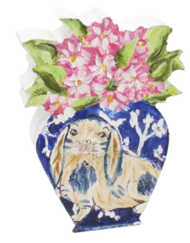 BUNNY IN POT BLOCK DECOR