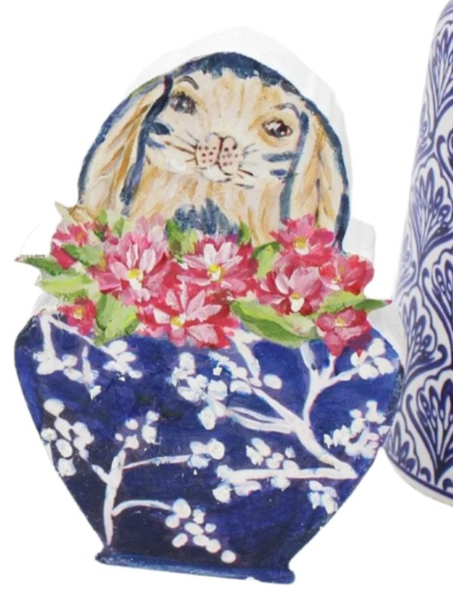 BUNNY IN POT BLOCK DECOR