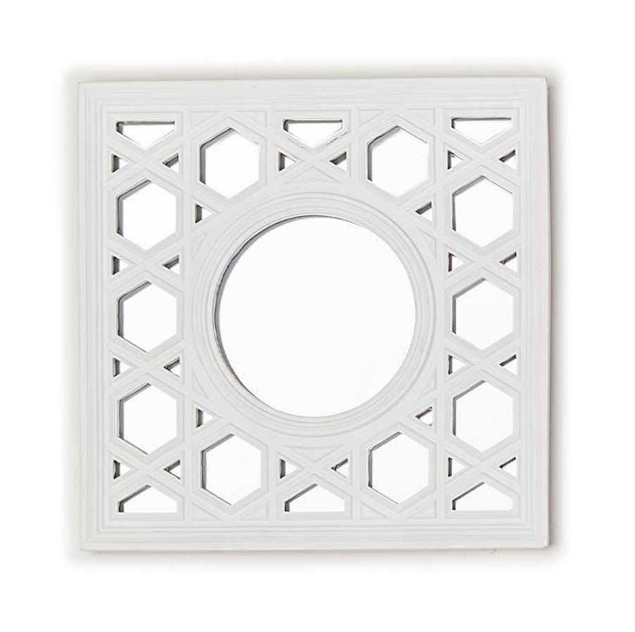 WHITE GEOMETRIC DESIGN MIRROR