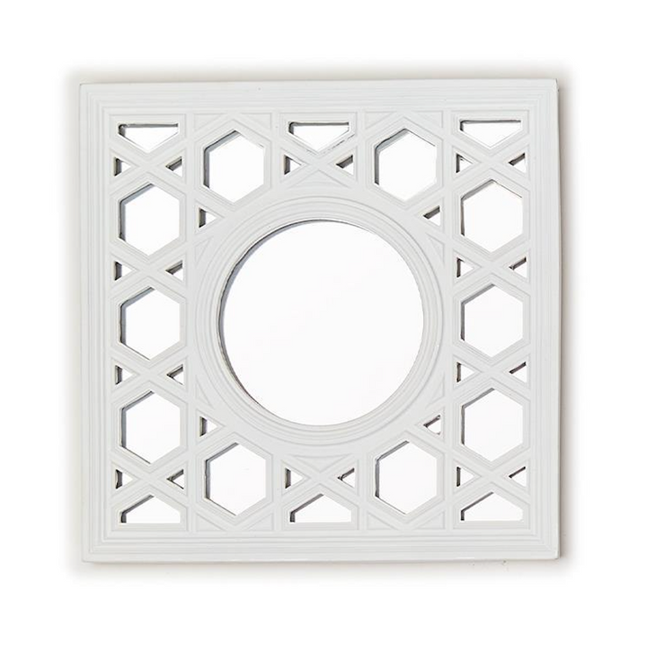 WHITE GEOMETRIC DESIGN MIRROR