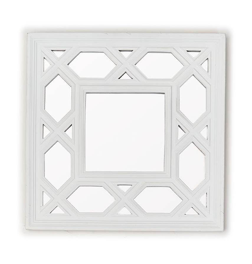 WHITE GEOMETRIC DESIGN MIRROR