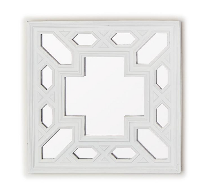 WHITE GEOMETRIC DESIGN MIRROR