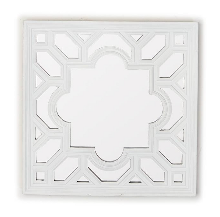 WHITE GEOMETRIC DESIGN MIRROR