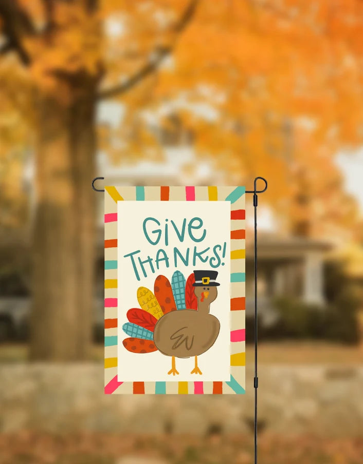 GIVE THANKS PATCHY GARDEN FLAG
