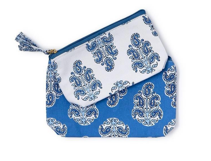 BLUE BLOCK PRINT MULTIPURPOSE POUCH SET