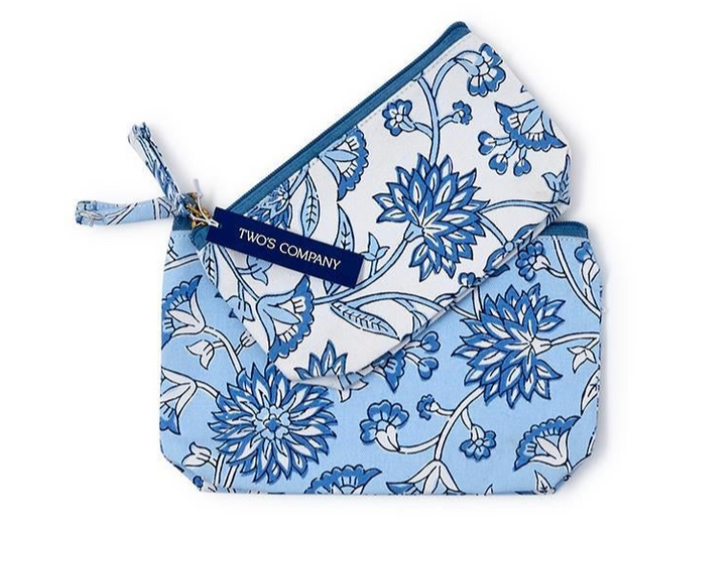 BLUE BLOCK PRINT MULTIPURPOSE POUCH SET