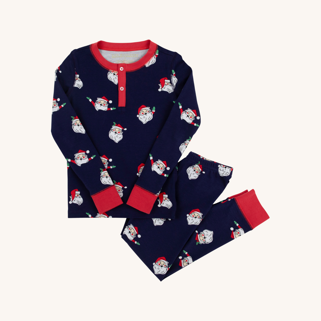 navy pajamas with santa