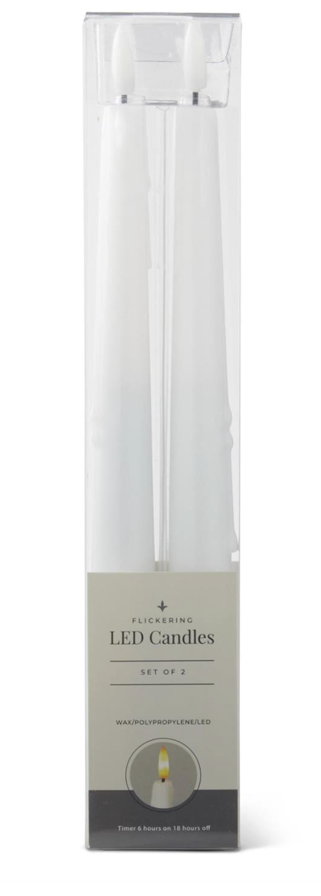 Packaged LED candles with clear candle and gray packaging on a white background