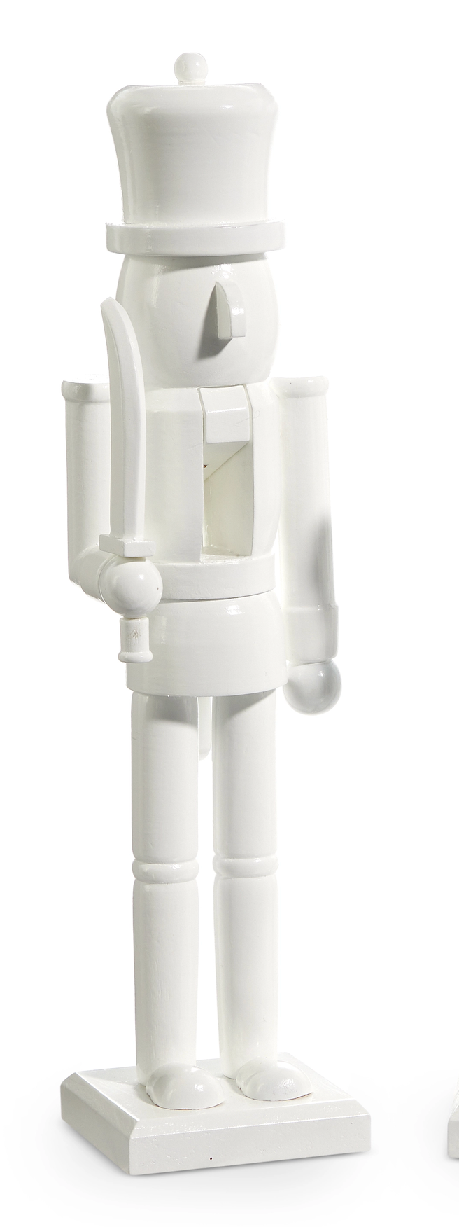 White wooden nutcracker figure on a white background