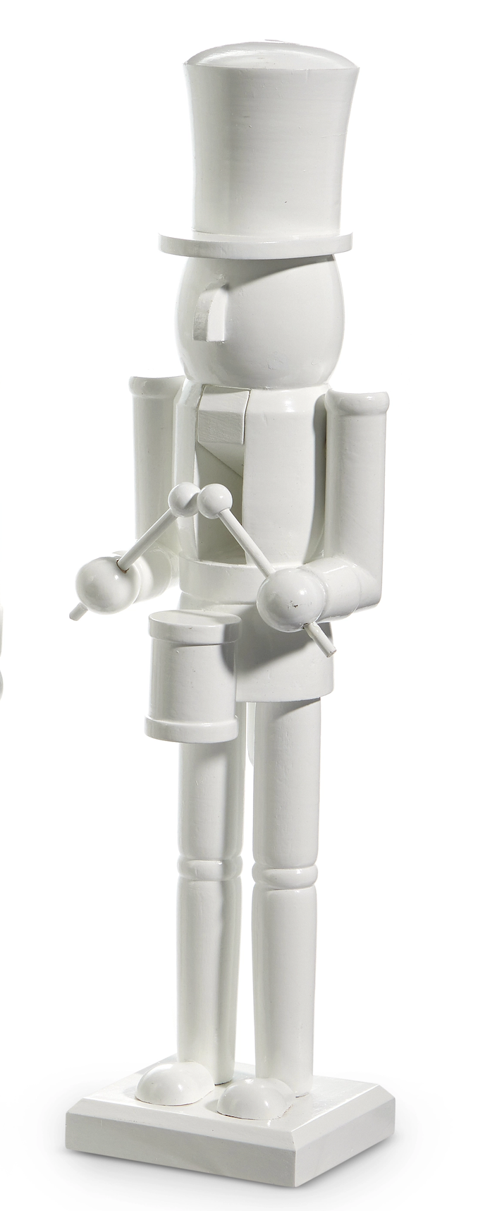 White wooden nutcracker figure on a white background